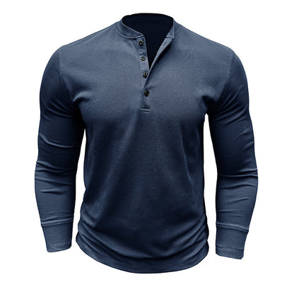 Herren Langarmshirt Weich Modern Knopfleiste
