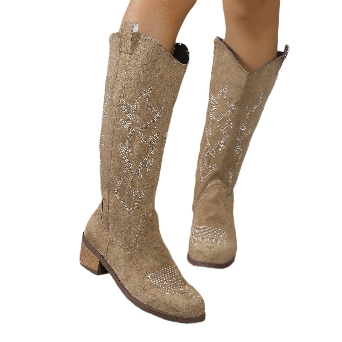 Damen Stiefel Westernstil Modisch Blockabsatz Comfort