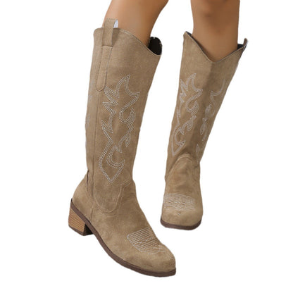 Damen Stiefel Westernstil Modisch Blockabsatz Comfort