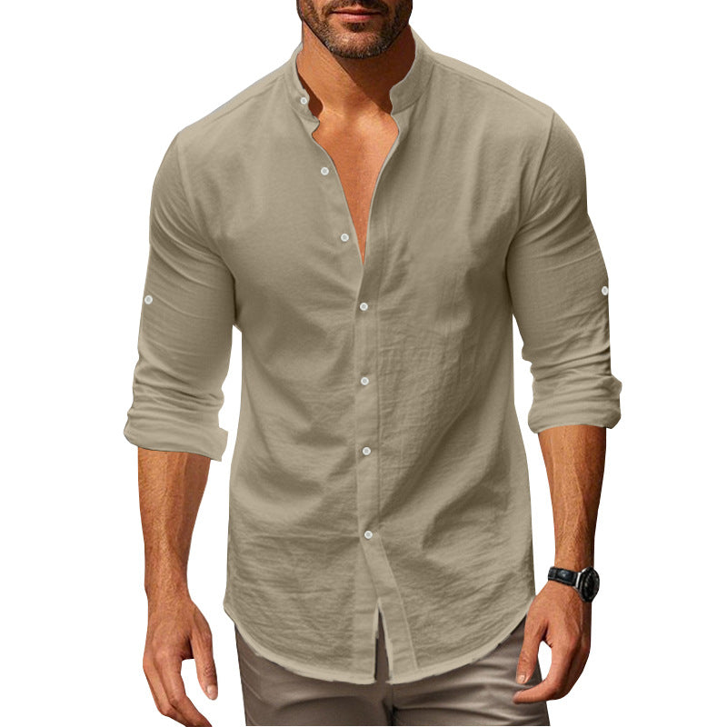 Herren Langarm-Shirt Modern mit Knöpfen