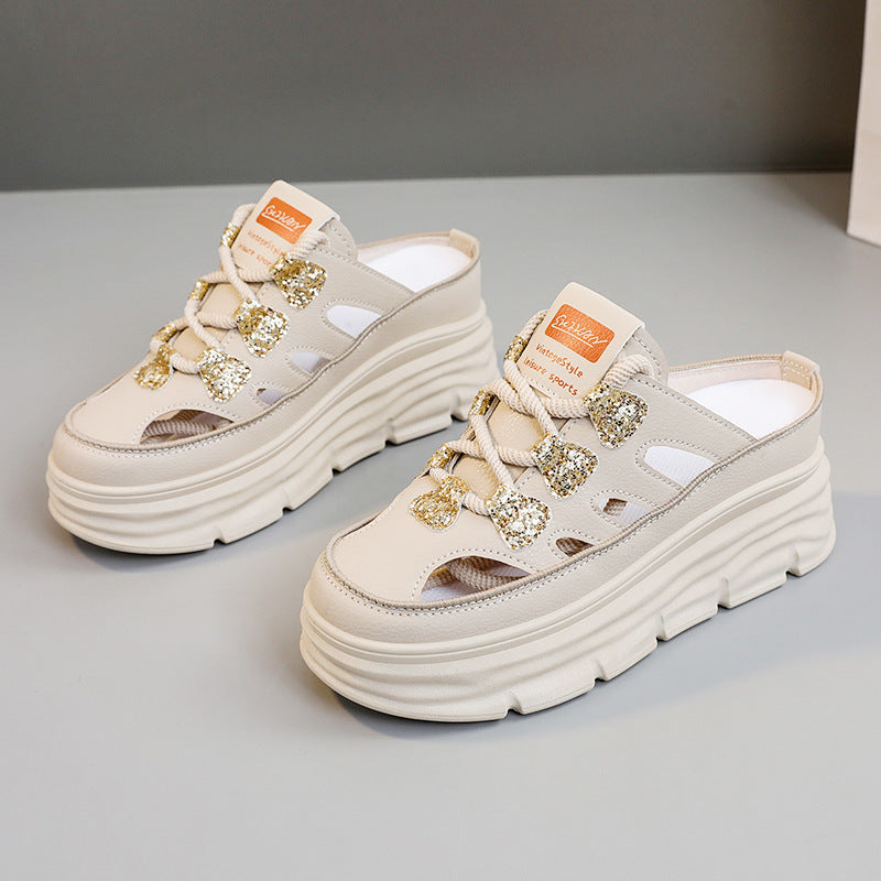 Damen Sneaker Bequem Chunky Slip-On mit Glitzer