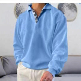 Herren Polohemd Langarm Elegant V-Ausschnitt Modern - BerlinGlamour
