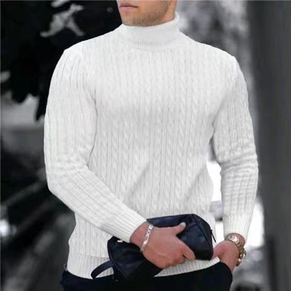 Herren Strickpullover Modern Rippmuster Hochkragen