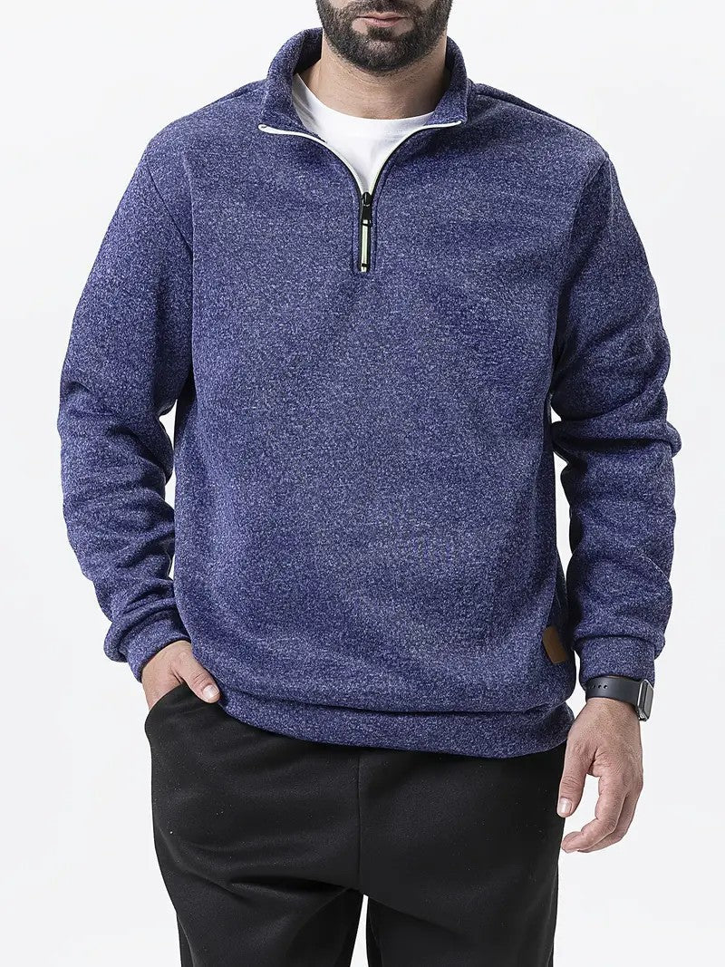 Herren Pullover Stehkragen Reißverschluss Strukturiert Modern
