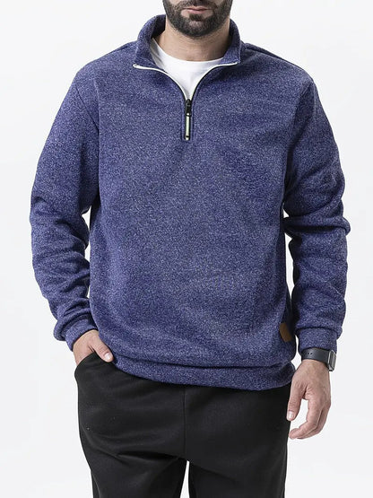 Herren Pullover Stehkragen Reißverschluss Strukturiert Modern