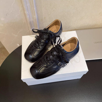 Damen Schnürschuhe Glänzend Leder Elegant Modisch