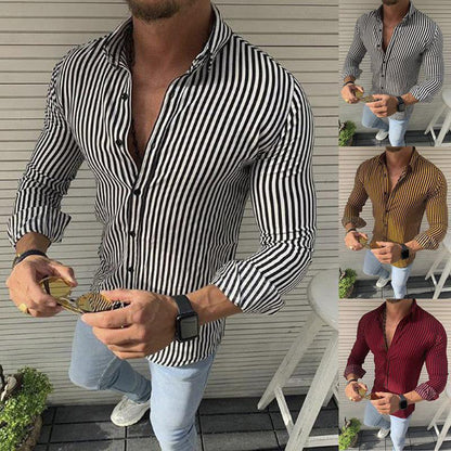 Elegantes Herren Langarmhemd Streifenmuster Business Style - BerlinGlamour