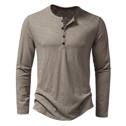 Herren Langarmshirt Lässig Knopfleiste Modern