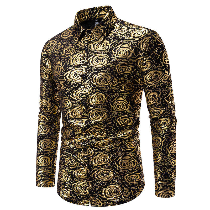 Herren Langarmhemd Floral Modern Gold-Design
