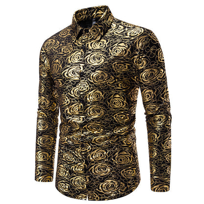 Herren Langarmhemd Floral Modern Gold-Design