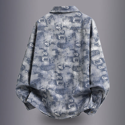 Herren Overshirt Jacke Graffiti Muster Trendy Casual