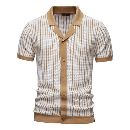 Herren Poloshirt Kurzarm Modern Strickmuster Stilvoll