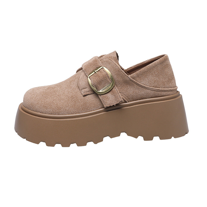 Damen Mokassins Plateau Schuhe mit Riemen Verstellbar Modern