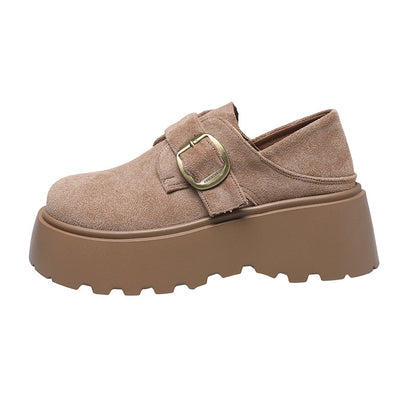 Damen Mokassins Plateau Schuhe mit Riemen Verstellbar Modern