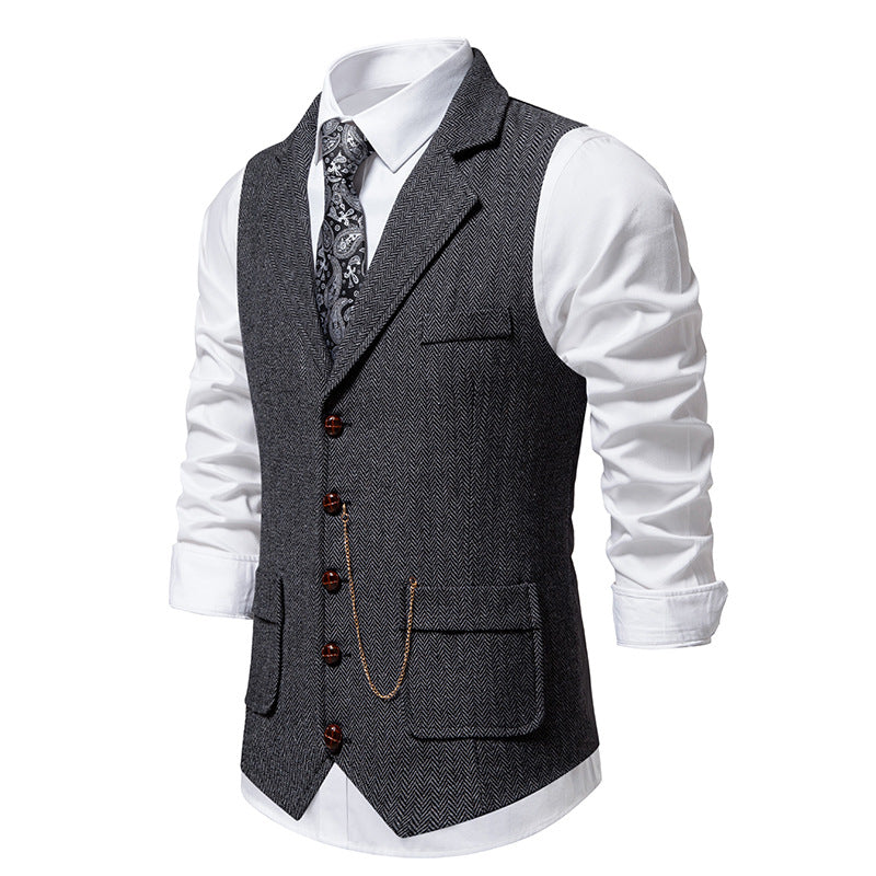 Herren Weste Hahnentrittmuster Elegant Schwarz