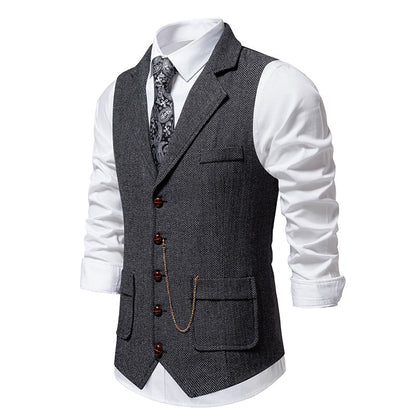 Herren Weste Hahnentrittmuster Elegant Schwarz