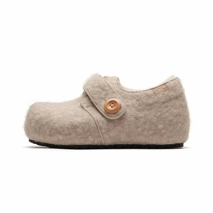Damen Lederschuhe Bequem Knöpfel Detail Modern