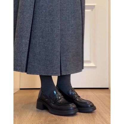 Damen Mokassins Elegante Blockabsatz Schuhe Modern