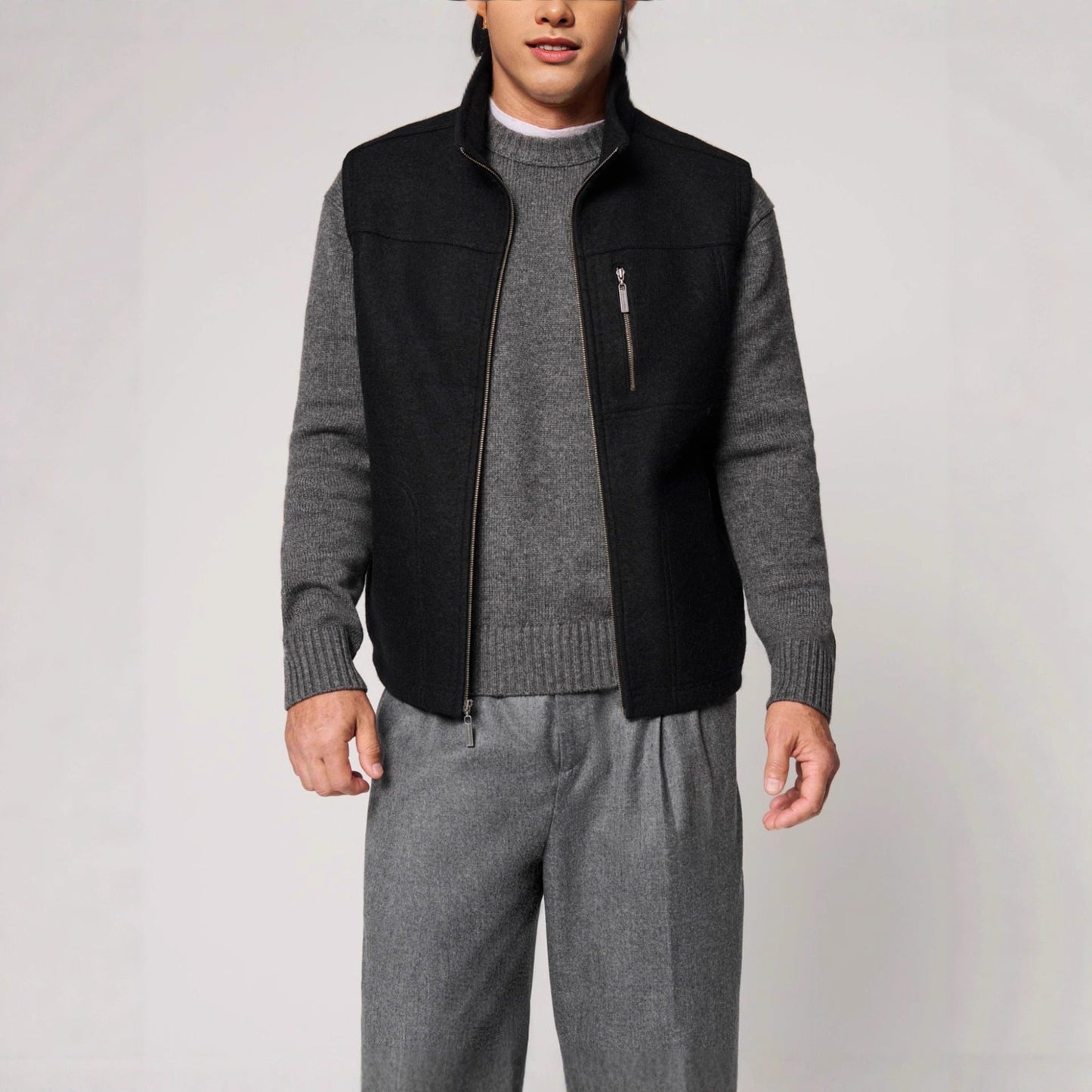 Herren Weste Filz Kuschelweste Modern Warm