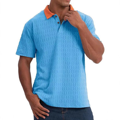Herren Poloshirt Strukturiert Kontrastkragen Modern