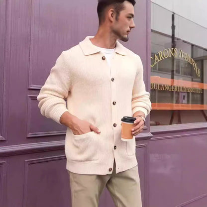 Herren Strickjacke Großrippig Mit Taschen Winter