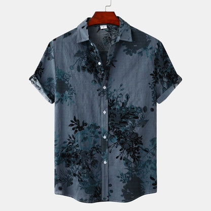 Herren Kurzarmhemd Modern Floralmuster Sommer