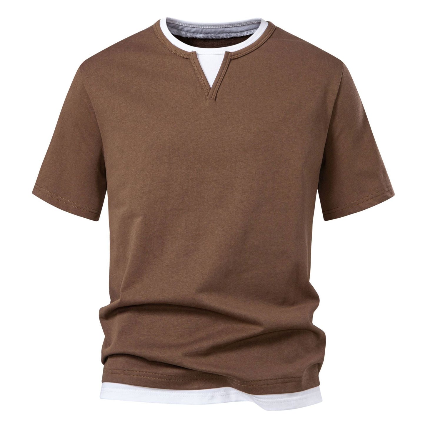 Herren Kurzarmshirt Modern Stehkragen Slim Fit
