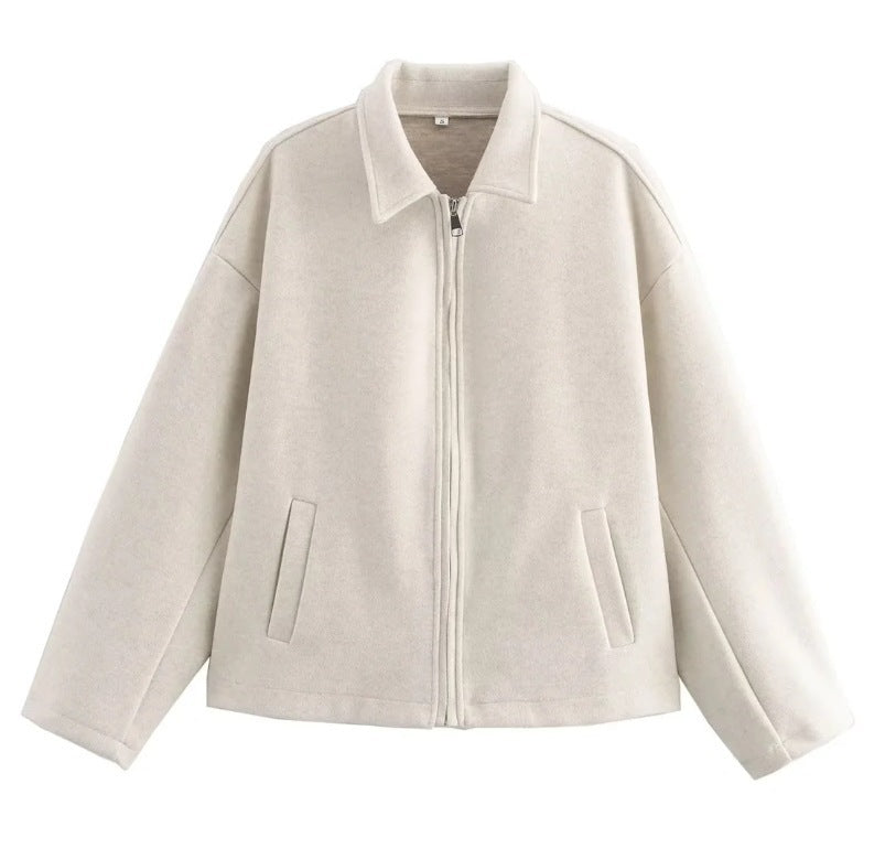 Damen Kurzjacke Lässig Reverskragen Oversized
