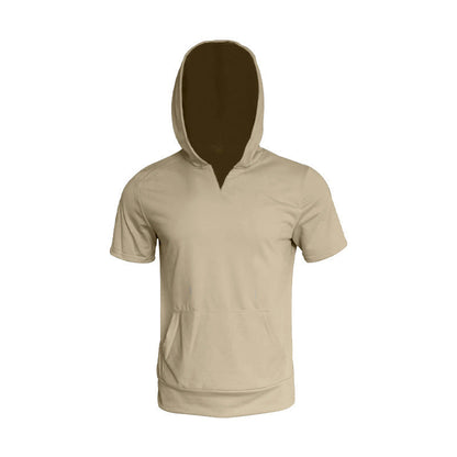Herren Hoodie Kurzarm Sportlich Grau