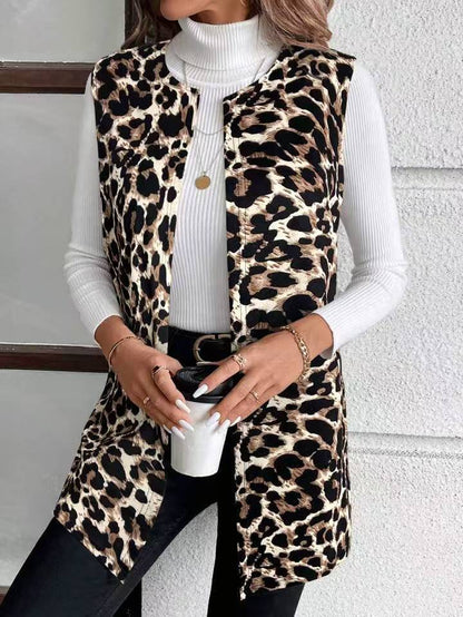 Damen Weste Leopardenmuster Trendig Elegant