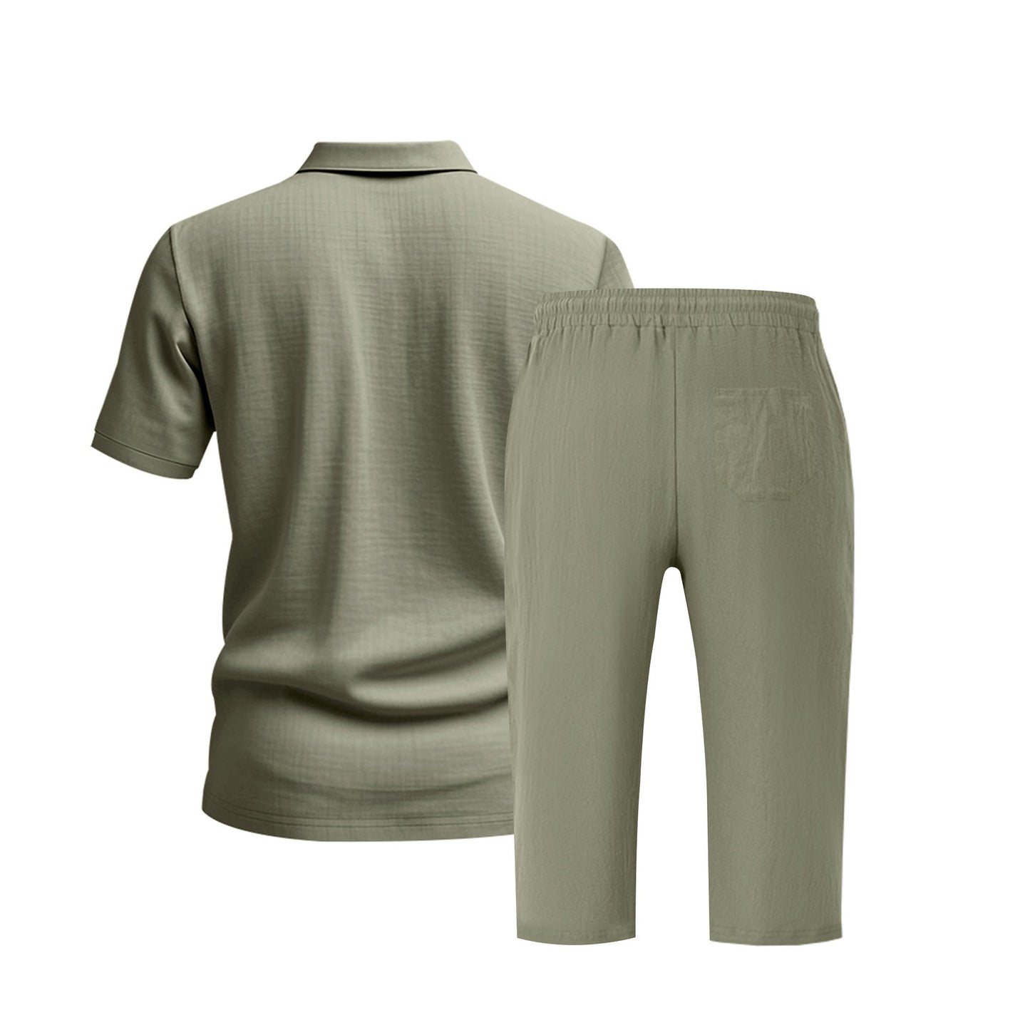 Herren Polohemd Kurzarm mit elastischen Shorts Leinwand Sommer