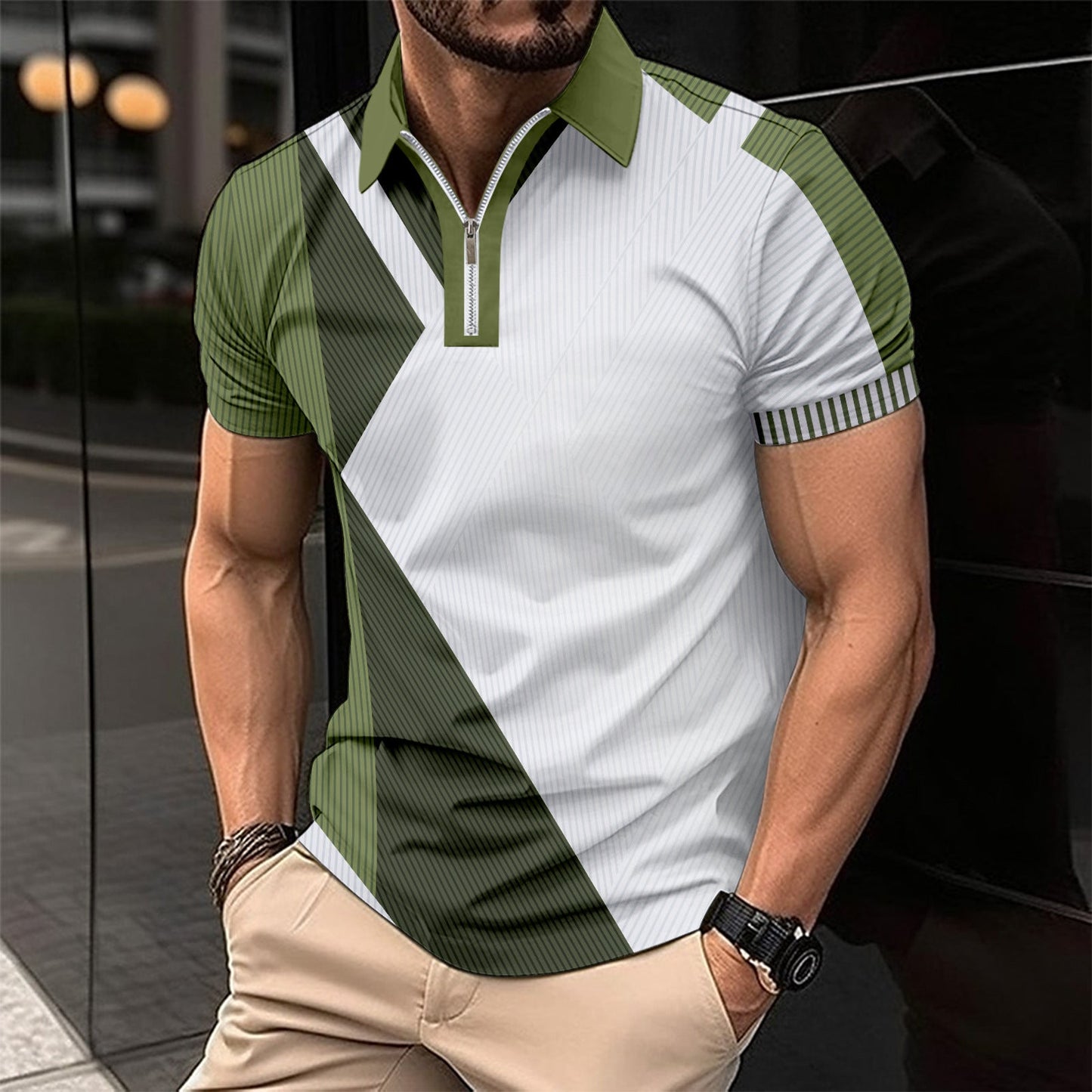 Herren Polohemd Modern Geometrisches Design Slim Fit