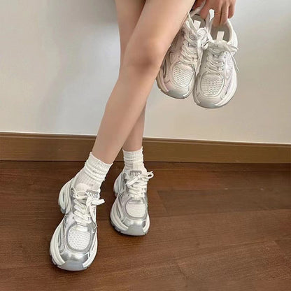 Damen Sneaker Atmungsaktiv Mesh Laufsohle