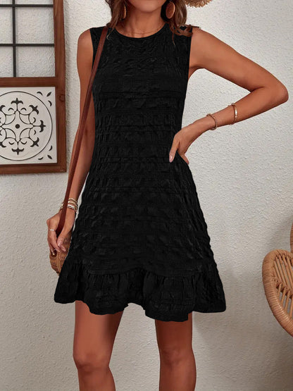 Sommerkleid Damen Ärmellos Rüschendetails Elegant Kurz