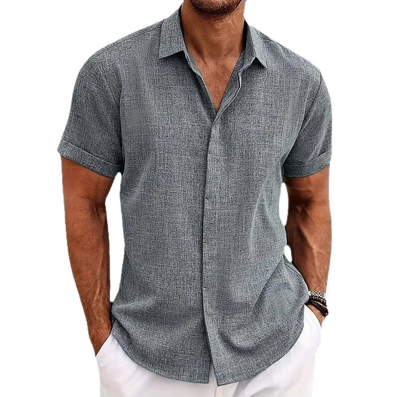 Herren Kurzarmhemd Modern mit Struktur und Slim-Fit Kragen