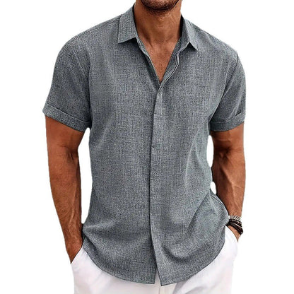 Herren Kurzarmhemd Modern mit Struktur und Slim-Fit Kragen