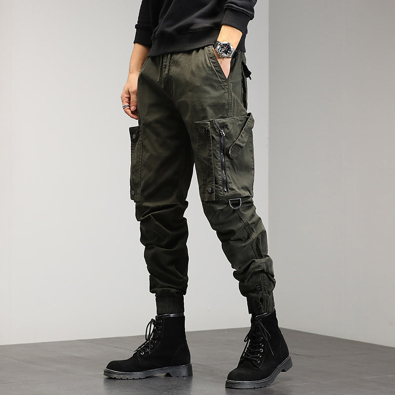 Herren Cargohose Elastisch Reißverschluss Taschen Modern