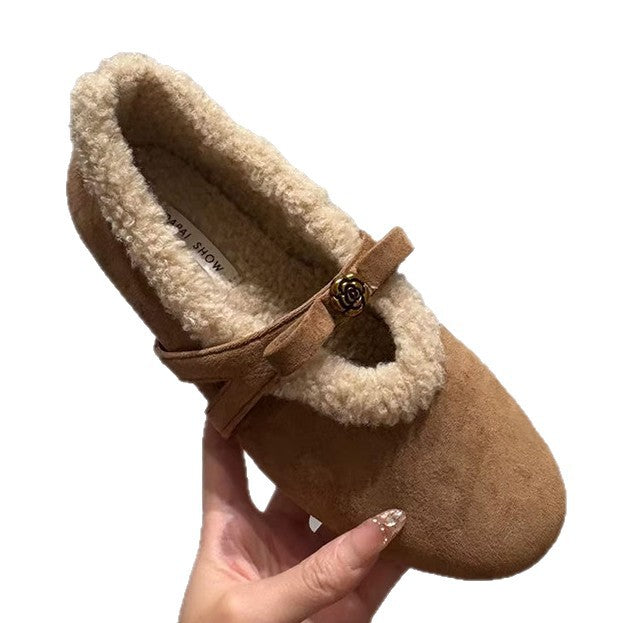 Weiche Damen Hausschuhe Fleece Warm mit Riemchen
