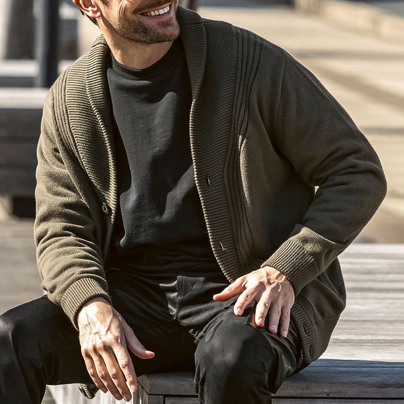 Herren Strickcardigan Lässig V-Ausschnitt Knöpfe Modern