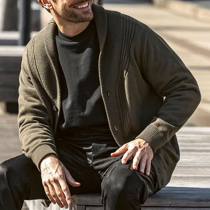 Herren Strickcardigan Lässig V-Ausschnitt Knöpfe Modern