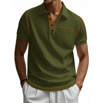 Herren Poloshirt Modern Henley Kragen Kontrast Akzente
