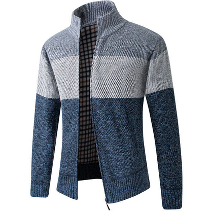 Herren Strickjacke Modern Gestreift Kragen