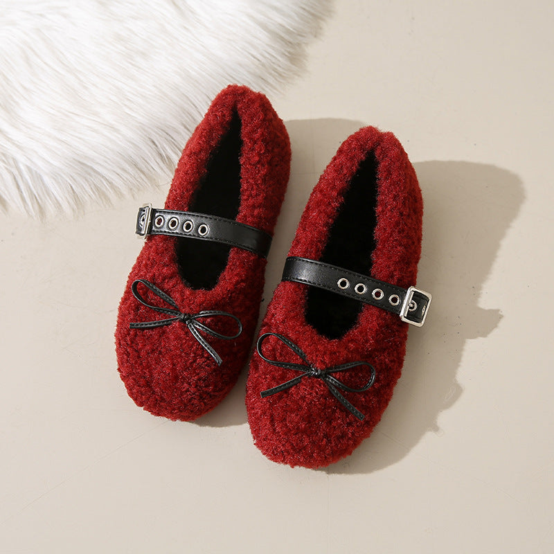 Damen Ballerinas Weich Bequem mit verstellbarem Riemen