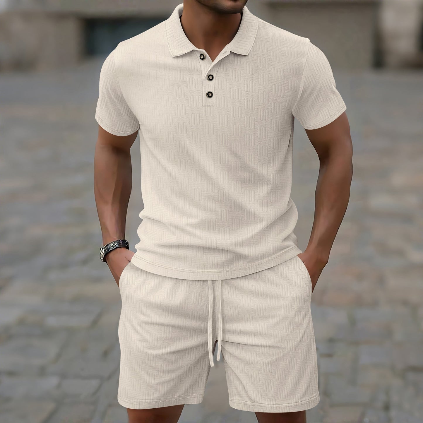 Herren Poloshirt Kurzarm Shorts Set Sommer Modisch
