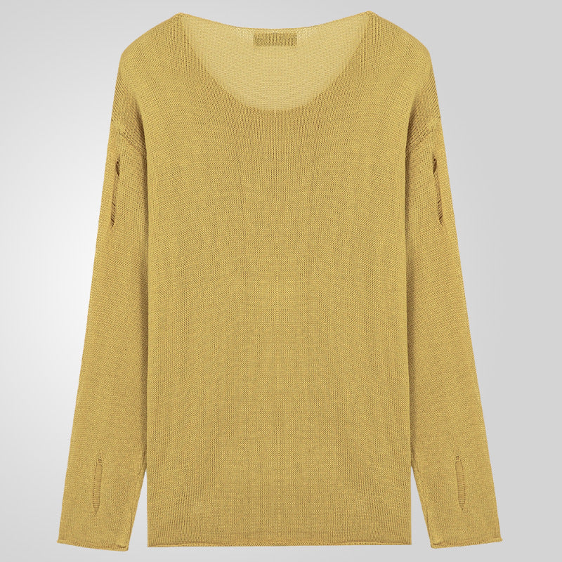 Herren Pullover Rundhals mit Fransen Modern Style