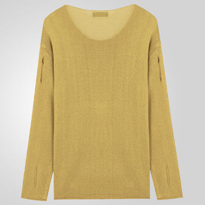 Herren Pullover Rundhals mit Fransen Modern Style