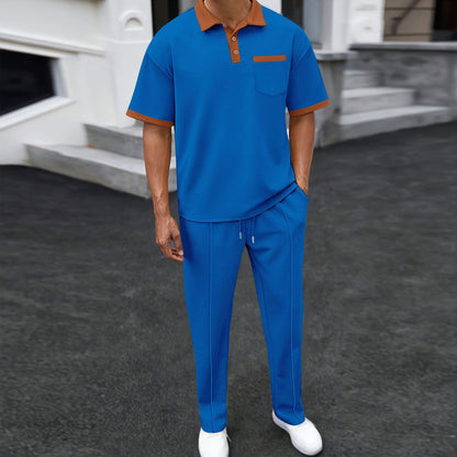Herren Freizeitanzug Bequem Jogginghose Polo Sportlich