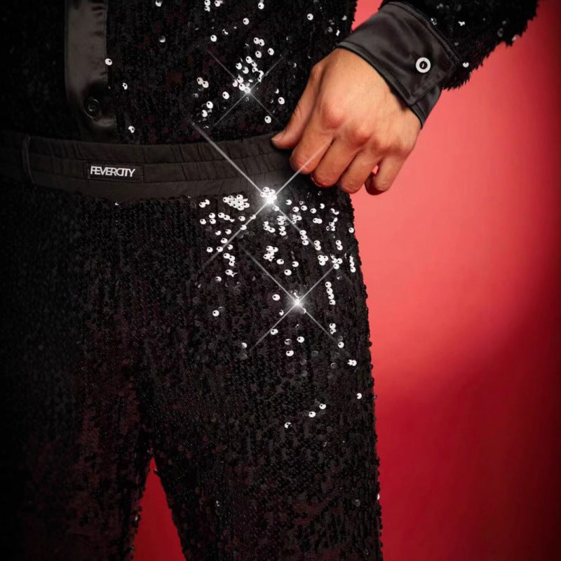 Herren Pailletten-Hose Glitzerhose Partyhose