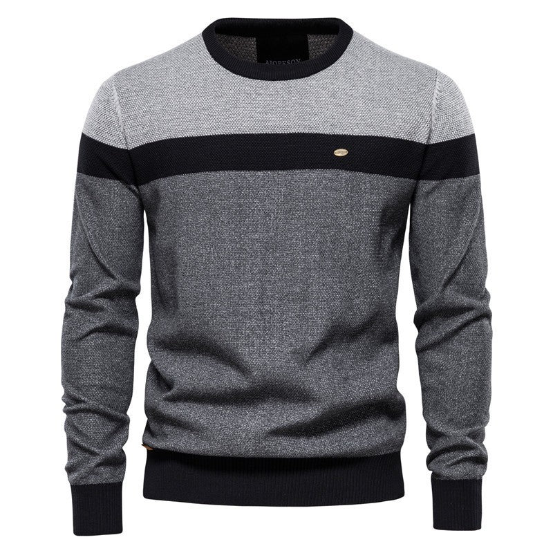 Herren Strickpullover Modern Farbblock Design Fein