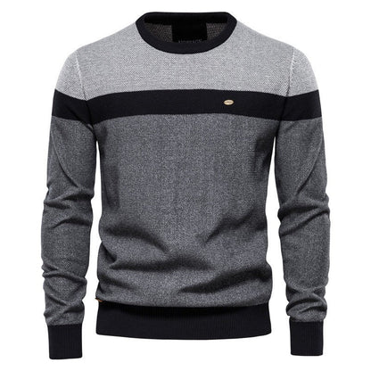Herren Strickpullover Modern Farbblock Design Fein